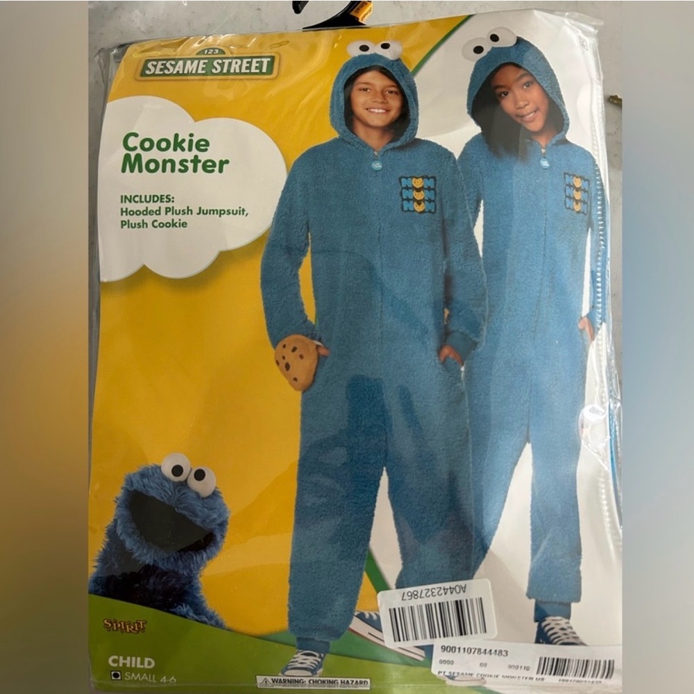 Sesame Street Cookie Monster Kids Costume - Blue and White